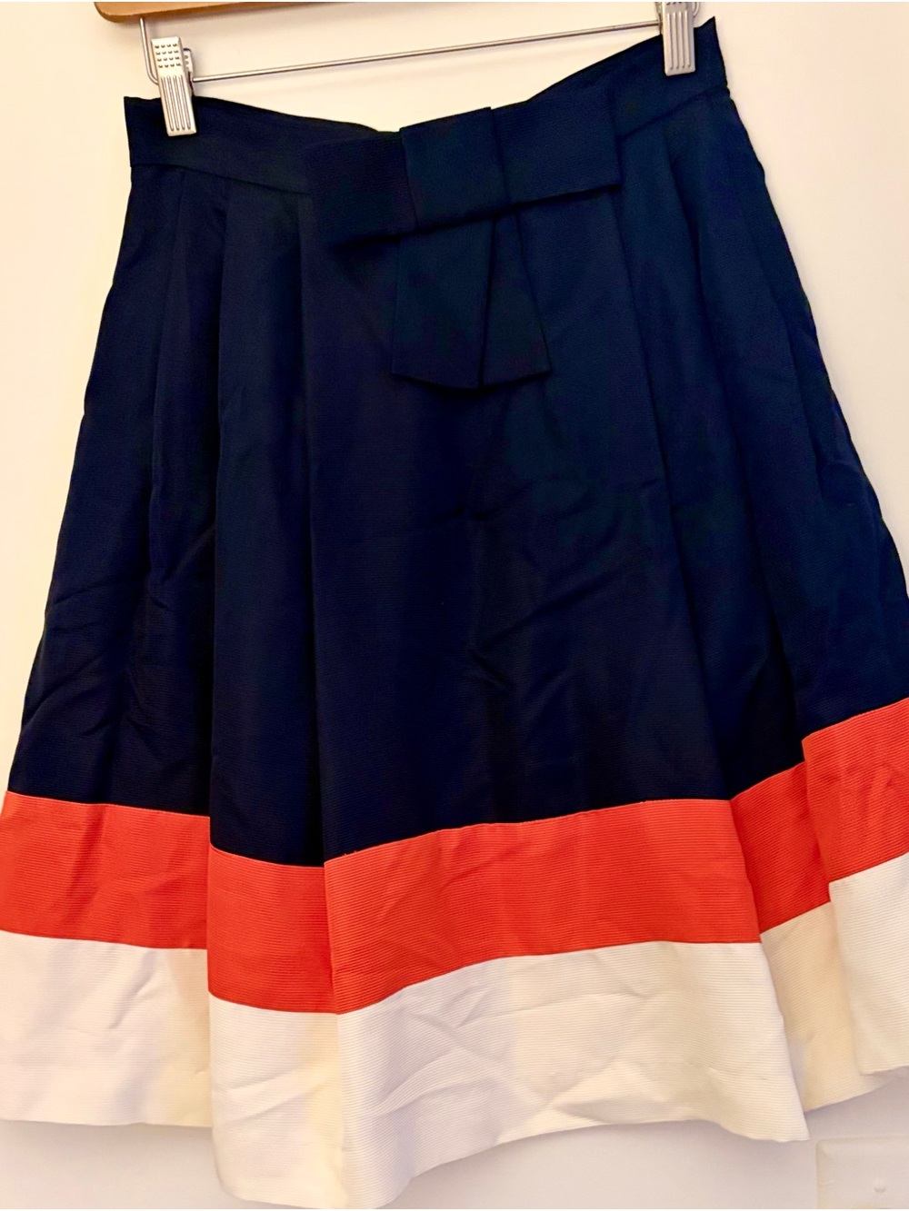 kate spade Silk Navy Skirt with Red and White Band Hem sz 4